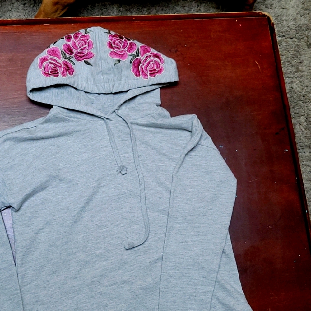 Heather grey hooded sweatshirt